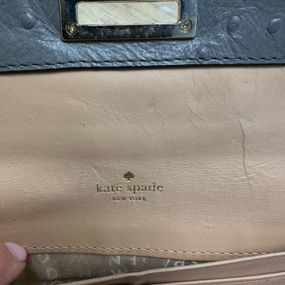 Kate Spade New York Gray Ostrich-Embossed Leather Wallet - Picture 6 of 7